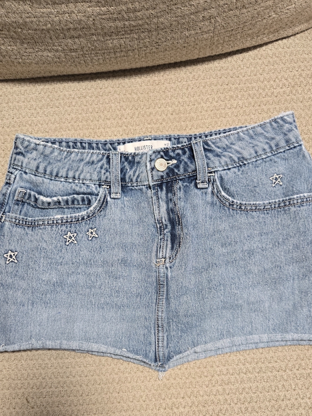 Hollister Light Blue Star-Embroidered Denim Mini Skirt Size 4 /27